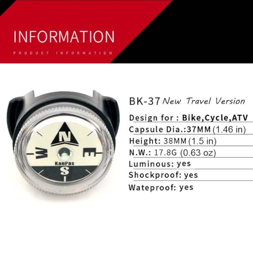 Brújula luminosa KanPas BK-37NEW para bicicleta y moto miniatura 2