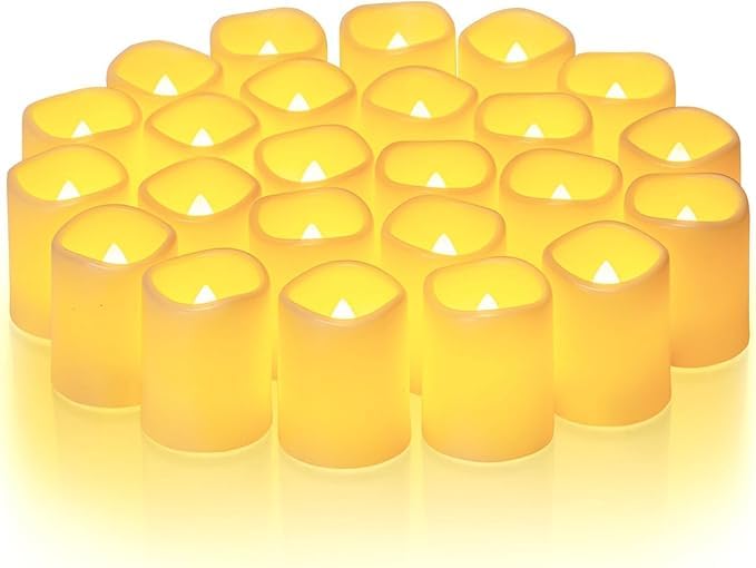 SHB 24-Pack Flickering Flameless Votive Candles – 200+ Hour Battery-Operated LED Tealights with Warm White Light, Perfect for Wedding Decor, Outdoor Events,-image-21
