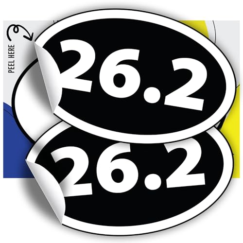 Image of 26.2 Marathon Inverted Black Oval Running Stickers- 5.5 inchx3.5 inch, 2 Pack - Waterproof Bumper Sticker Decal for Cars, Laptops, Water Bottles & Marathon Runner Gifts, Weatherproof Vinyl, Made in USA