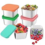 ZXiaJUMCR 4 Packs of 6 oz Stainless Steel Snack Containers,condiment cups reusableStorage Containers, Easy Open Leakproof Metal Snack Containers with Silicone Lids for All Kinds of Homework Jobs.