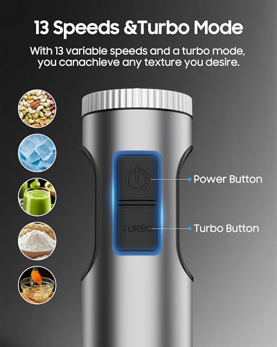 Image of Handheld Immersion Blender, Wired, 11-Speed Adjustable, 1000W Pure Copper Motor, Gift-Box Packaging, Perfect For Smoothies And Soup Mixing, Essential Kitchen Helper
