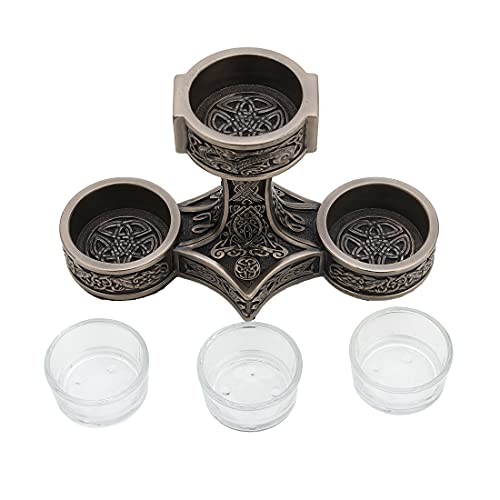 Veronese Design 4 7/8 Inch Tall Mjolnir Hammer Of Thor Triple Head Tealight Candle Holder Viking Nordic Decor Cold Cast Bronzed Resin Sculpture #TOP3