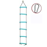 Tuko Climbing Rope Ladder Playground Swing Sets Tree House Accessories Sturdy Nylon Enamel Coated Smooth Metal Rungs (Blue)
