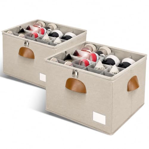 Image of 2 Pack Shoe Organizer for Closet Foldable Storage Box with Clear Cover | Fits 16-32 Pairs Boots and Heels Sneaker Sandals Stackable with Adjustable Divider Space Saving Dorm White