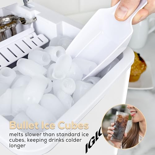 Igloo Automatic Self-Cleaning Portable Electric Countertop Ice Maker Machine with Handle, 26 Pounds in 24 Hours, 9 Ice Cubes Ready in 7 Minutes, with Ice Scoop and Basket