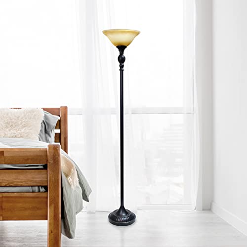 Lalia Home Bronze Torchiere Floor Lamp With Amber Shade #TOP3