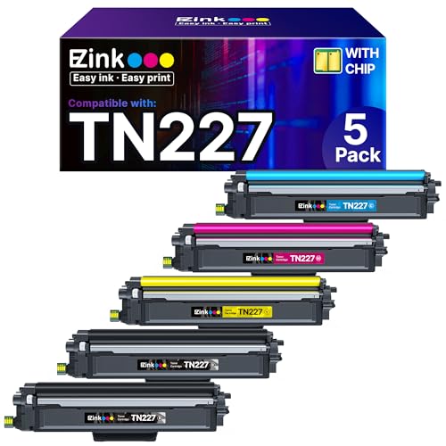 E-Z Ink TN-227 TN227 Compatible Toner Cartridge Replacement for Brother TN227 TN-227 TN227BK/C/M/Y High Yield to use with HL-L3270CDW HL-L3230CDW HL-L3210CW HL-L3290CDW MFC-L3710CDW (5 Pack)