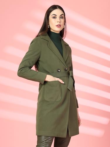 Image of CHKOKKO Women Classic Long Winter Coat Double Breasted | Knee Length Design with a Sophisticated Spread Collar and Convenient Front Pockets for All Occasions