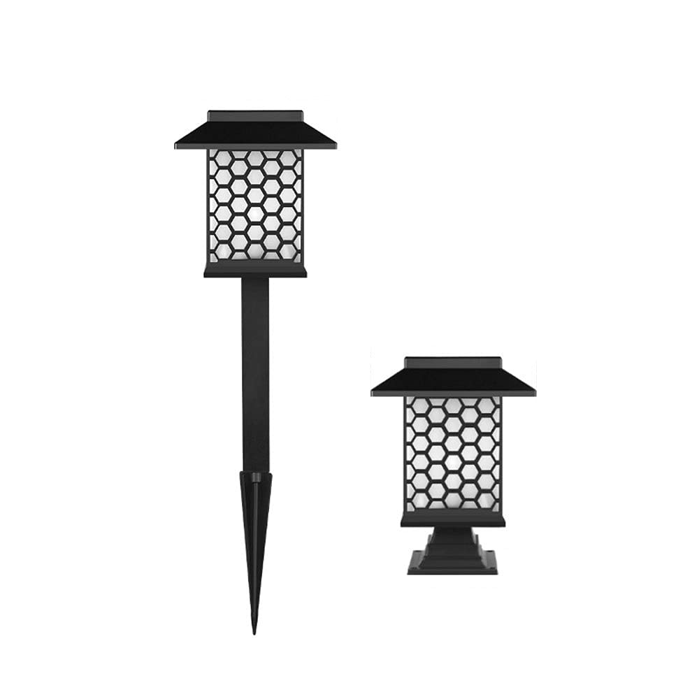 Luminaria de poste para exteriores LED con linterna solar moderna e impermeable, 2 piezas