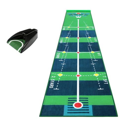 Bavloren パターマット ゴルフ パター 練習マット 室内用 多角度 パット練習 折りたたみ式 3m 低速ボール対応 回球機能付き 防滑 静音 折り目がつきにくい パター練習器具 (片方向プッシャー)