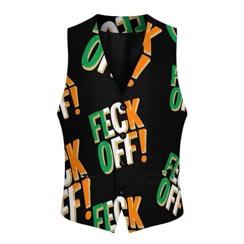 Feck Off Irish Sayings Men's Formal Suit Vest for Business Formal Or Casual Dress Waistcoat Wedding4