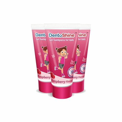 Image of DentoShine Gel Toothpaste for Kids | Pack of 3 (3, Raspberry)