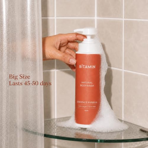 Image of Bitamin Natural Body Wash 400ml with Underarm deodorant Combo | 100% Vegan, Toxin Free Bath & Body Care | LongLasting Odour Control | Enriched with Vit E and Ceramides| Coconut Vanilla fragrance