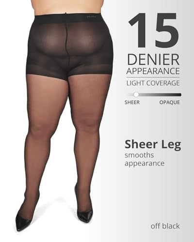 Image of MeMoi Plus Size Curvy Control Top Pantyhose for Women, Comfortable Sheer Pantyhose, Lightweight Womens Stockings, Sizes 1X-QP