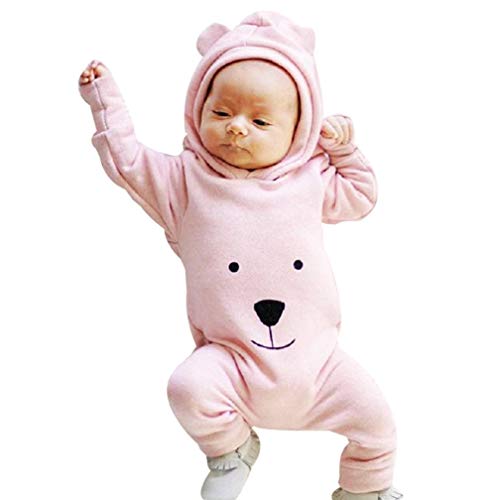 Covermason Babykleidung,Neugeborenes Baby Junge Mädchen Mit Kapuze Karikatur Spielanzug Overall Strampler Jumpsuit (0-6M, Rosa)