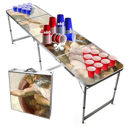 Beer Pong Original Cup® - Bierpong Tisch + 120 Becher + 6 Bälle - Zusammenklappbarer, transportabler Tisch mit kratzfester, wasserdichter Beschichtung - Zugelassen Turniere - Trinkspiel Beer Pong Original Cup® - Bierpong Tisch + 120 Becher + 6 Bälle - Zusammenklappbarer, transportabler Tisch mit kratzfester, wasserdichter Beschichtung - Zugelassen Turniere - Trinkspiel