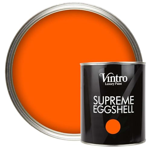 Vintro Paint | Eggshell Paint | for Walls | Wood | Trim | Satin Furniture Paint | Interior & Exterior Use. 1 Litre (Orange - Pumpkin)
