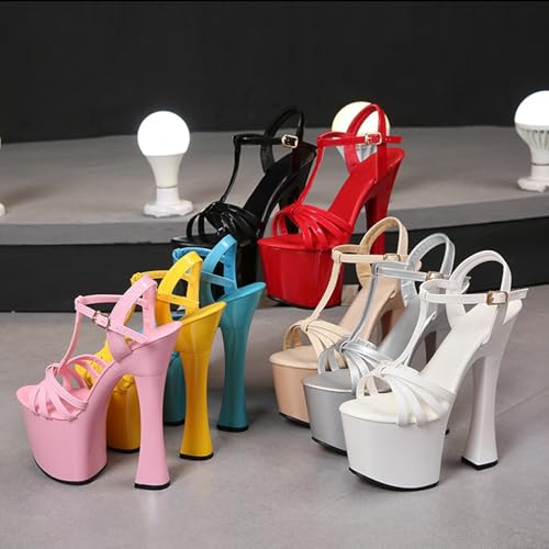 20cm Women Sexy Chunky High Heel Sandals Platform Open Toe Slingback Ankle Strap Buckle Pole Fitness Pole Dance Boots Jazz Latin Dance Modern Dance Waltz2