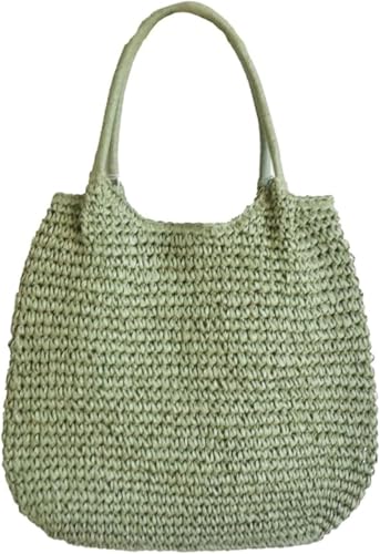 Hzxsny Lightweight Straw Bag for Women, Straw Beach Bag Tote Bag, Large Woven Tote Straw Bags, Summer Beach Rattan Hobo Handbag 2024, Green, F-GY-XTB007-Green
