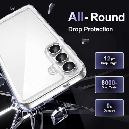 Image of Case for Samsung Galaxy S25 FE 5G, Military Grade Drop Protection Clear Phone Case, Yellowing Resistant, Anti-Scratch Hard PC Back, Shockproof Hard Ultra-Thin Protective Cover, Transparent
