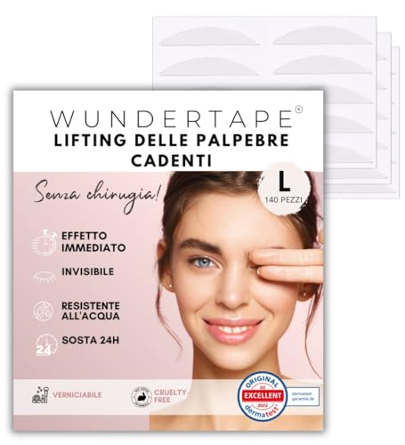 WUNDERTAPE 'L' Strisce adesivi per occhi incappucciati - alza palpebre cadenti senza chirurgia! cerotti invisibile per sollevare le palpebre (lift stickers for eye lids) (144 x L)