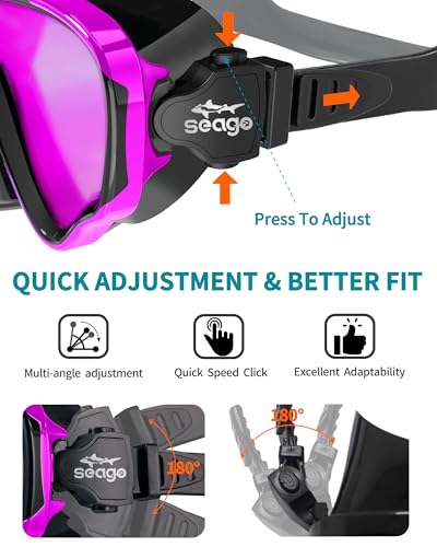 Image of Seago Adult Swim Goggles Mask Mirrored Tempered Lens, Anti UV /Fog No Blurring Clear Wide View with Nose Cover for Men Women