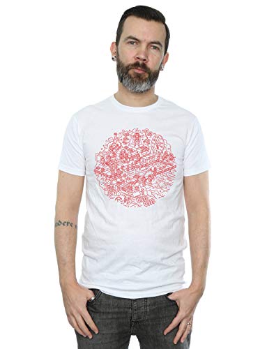 Star Wars Men's Christmas Death Star T-Shirt Small White