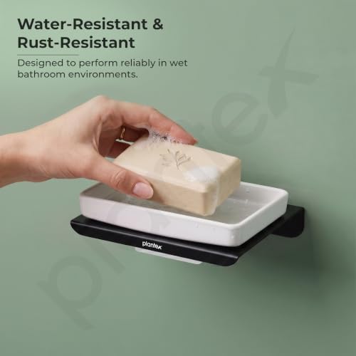 Image of Plantex Stainless Steel with ABS Material Soap Holder for Bathroom /Wall Mounted Soap Holder /Bathroom Accessories - (Matt Black)