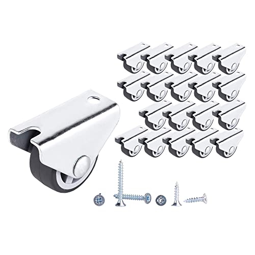 (Paquet de 20 pièces) Roulettes fixes en caoutchouc Roulettes robustes de 30 mm Roulettes non pivotantes pour chariot de table pour meubles (20)