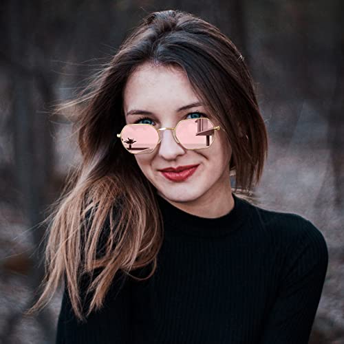 Small Octagonal Polarized Sunglasses for Women Men Classic Retro Trendy Metal Frame Polygon Sun Glasses FZN35562