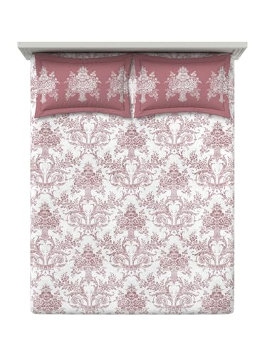 Image of DDECOR Live Beautiful 100% Cotton 145TC Ethnic King Bedsheet with 2 Pillow Covers | Rotary Printed Breathable Fabric | 224 CM X 254 CM | Luxury Bedding for Home | Cresta Collection | Wood Rose Pink