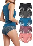 Hialegion Damen Slips Große Größen 5er Pack, Elastische Curvy Pantys mit Spitze,Unterwäsche Hoher t 2XL