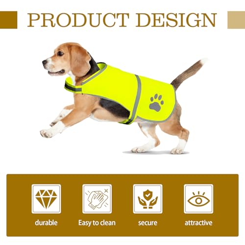 Reflektierende Sicherheitsweste für Hunde L, Weste Reflektierenden für Haustiere Verstellbar, Warnweste Hund Pflegeleicht, Dog Light Up Vest mit Pfotenabdruck und Klettverschluss