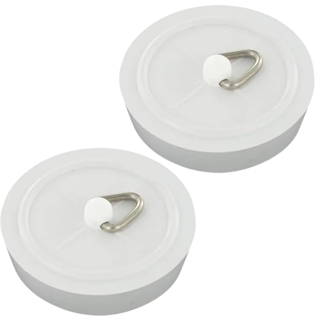 Citystores® 2 pack 38mm White Bath Plug, 1-1/2" (38mm) Universal Fit for Bathtubs & Basins