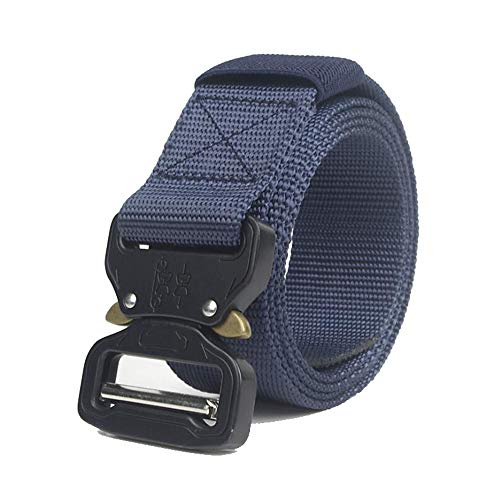 FOUOS Tactical Belt, Military Style Nylon Belt for Men, Heavy Duty Quick Release Metal Buckle (Blue)