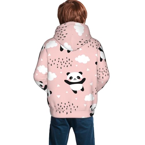 Panda Flying in the Sky Kid Hoodies Boys Sweatshirts Girls Pullover with Pocket4