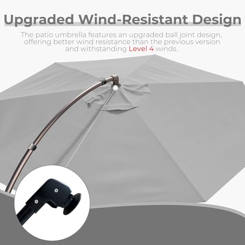 Image of Grand patio 12FT Cantilever Round Umbrella with Base & Cover, Gray