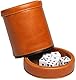 TOPTAN Kunstleder Würfelbecher mit Deckel Enthält 6 Würfel, Samt Interieur Ruhig beim Schütteln für Lügner Würfel Farkle Yahtzee Brettspiele, Braun