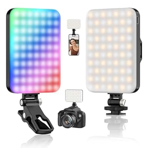 Hagibis RGB Video Light, 360° Full Color Selfie Light LED Camera Light with 3 Cold Shoe Mounts/CRI 97+/20 Scene Modes/2200mAh Rechargeable Portable Phone Light Photography Selfie Lighting
