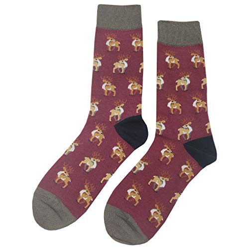 Small Deer Dress Socks Funny Novelty Crazy Fun Design Men Size 8-12 Cotton Casual Crew Colorful Funky Fancy Socks Gift for Men
