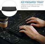 INOOMP Desk Keyboard Tray and Pp Material Slide-Out Mount with Ergonomic Tilt Angle for Home