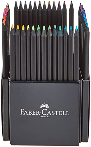 Image of Faber-Castell Blackwood 116450 Colouring Pencils, Black Edition, Pack of 50, Bright Colours with Soft Line, Black Wood