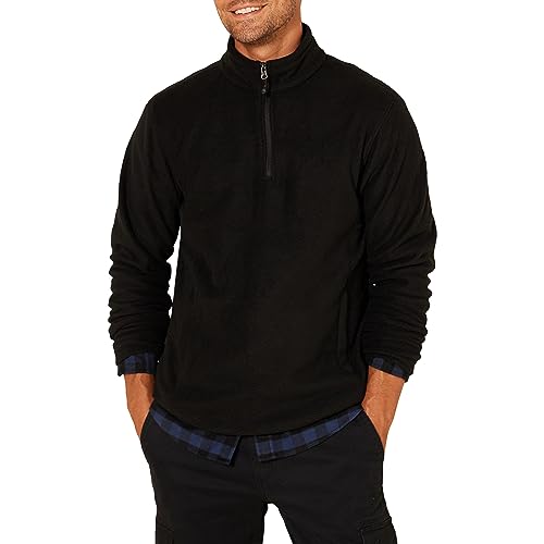 Amazon Essentials Men's Quarter-Zip Polar Fleece Jacket, Black, Medium