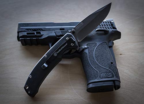 Image of Smith & Wesson Velocite 7.75in High Carbon S.S. Assisted Folding Knife with 3.5in Clip Point Blade and Polymer Handle for Outdoor, Tactical