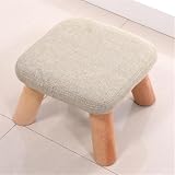 Reposapiés otomano Reposapiés de Madera Maciza Banco para Cambiar Zapatos Reposapiés Mesa de café Taburete de sofá Taburete Cuadrado tapizado, 4 Patas de Madera Taburete Puffs, Fun