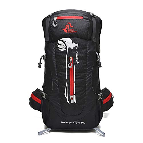 YNNB Étanche Randonnée Sac À Dos 50L, Sac À Dos Trekking Alpinisme Camping Intérieur Cadre Pack Voyager Daypack pour Hommes Femmes Sports de Plein Air,Black
