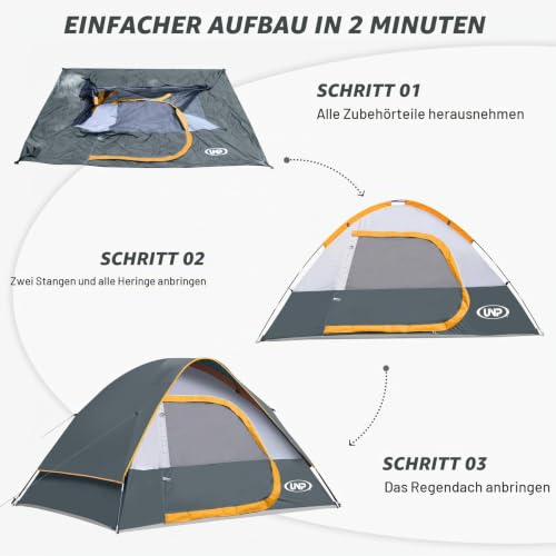 UNP Camping Zelt 2 Personen - Zelt 3 Personen, Ultraleicht Kuppelzelte – Ansicht 7