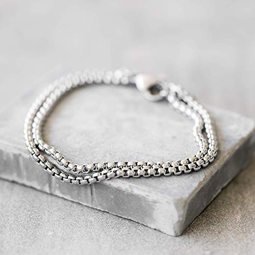 Handmade Cuff Chain Bracelet For Men Made Of Stainless Steel By Galis Jewelry - Silver Bracelet For Men - Cuff Bracelet For Men - Jewelry For Men - Fits 7"-7.75" Wrist Sizes #TOP3