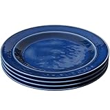 American Atelier Fifth Avenue Melamine Salad Plates, Set of 4, Break & Chip Resistant, Durable, & Kid-Friendly Dinnerware Set, Indoor & Outdoor Use, 9-Inch Lightweight Plates for Everyday Use (Navy)