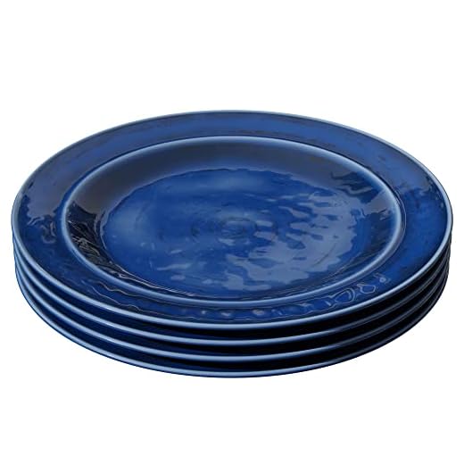 Fifth Avenue Melamine Dinner Plates | Set of 4 | Break and Chip Resistant, Durable, and Kid-Friendly Dinnerware Set | Indoor and Outdoor Use | 11-Inch Lightweight Plates for Everyday Use (Navy)